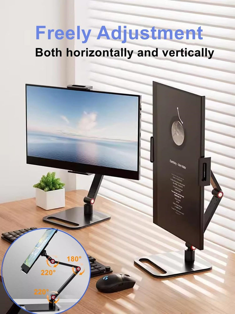 Upgrade Height Portable Monitor Stand for 4-17.3 Inch Screen, Tablet Stand Holder for iPad,Kindle, VESA Mount Monitor Stands, Universal Expandable Display Base Height Adjustable Up to 16.5''