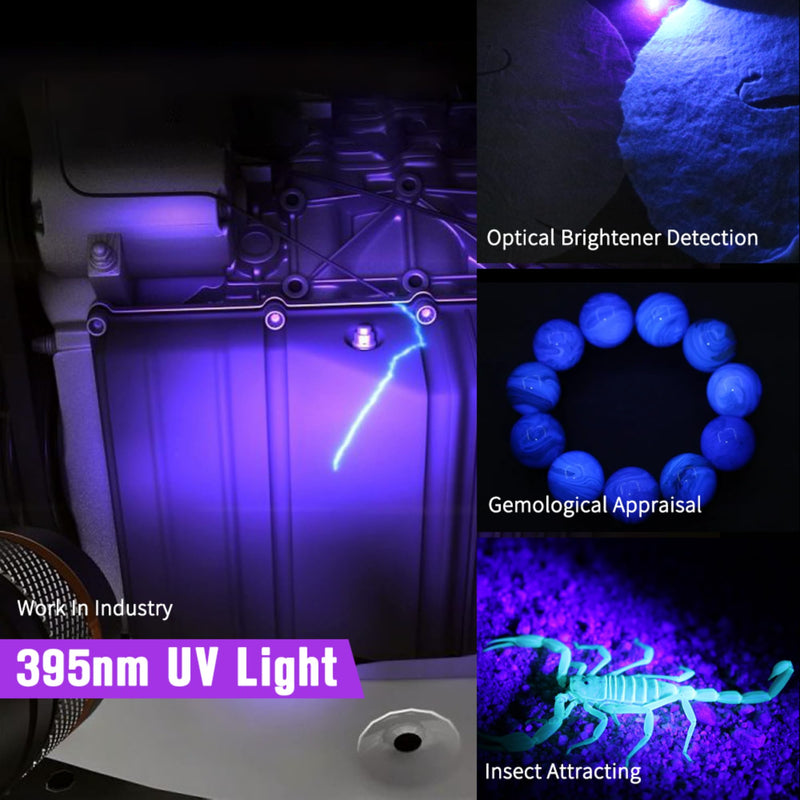 NICRON B75 High Power UV Flashlight Rechargeable LED 1000 Lumens 395nm Ultraviolet, 90 Degree 4 Modes Flashlight with Magnetic Base IP65 Waterproof for Camping Outdoor Night Walking Urine Detector with UV Light