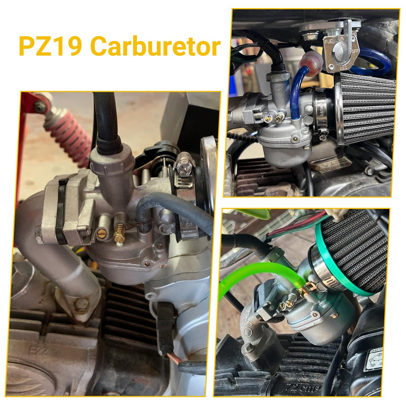 HIAORS PZ19 19mm Carburetor Carb with Cable Choke Compatible with Taotao Coolster 110cc 125cc Apollo Sunl NST Coolsport Lifan Baja ATV Quad 4 Wheeler CRF50 DB14 DB27 4-Stroke Pit Dirt Bike Parts