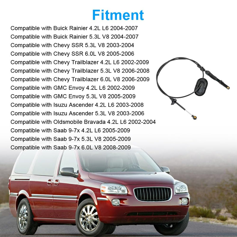 15785087 Automatic Transmission Gear Shifter Cable Compatible with Chevy Trailblazer SSR GMC Envoy Buick Rainier Oldsmobile Bravada Saab 9-7x Isuzu Ascender 4.2L 5.3L 6.0L L6 V8