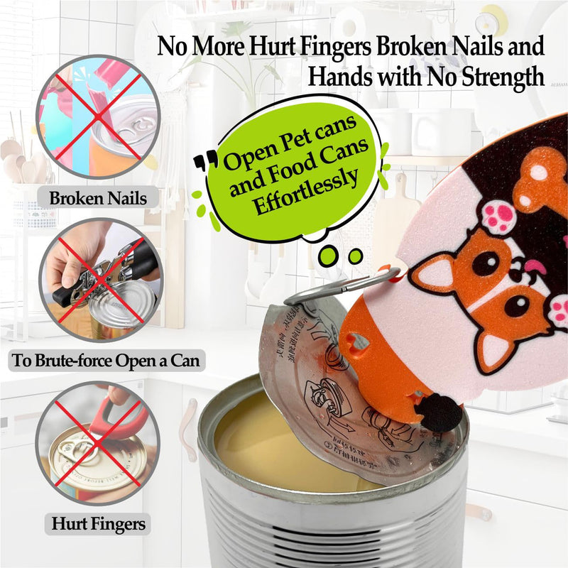 Pull Tab Opener for Food Cans Fridge Magnets Tab Openers for Seniors Cute Cat Dog Food Can Opener Tool for Long Nails Arthritis Sore Hands Dog
