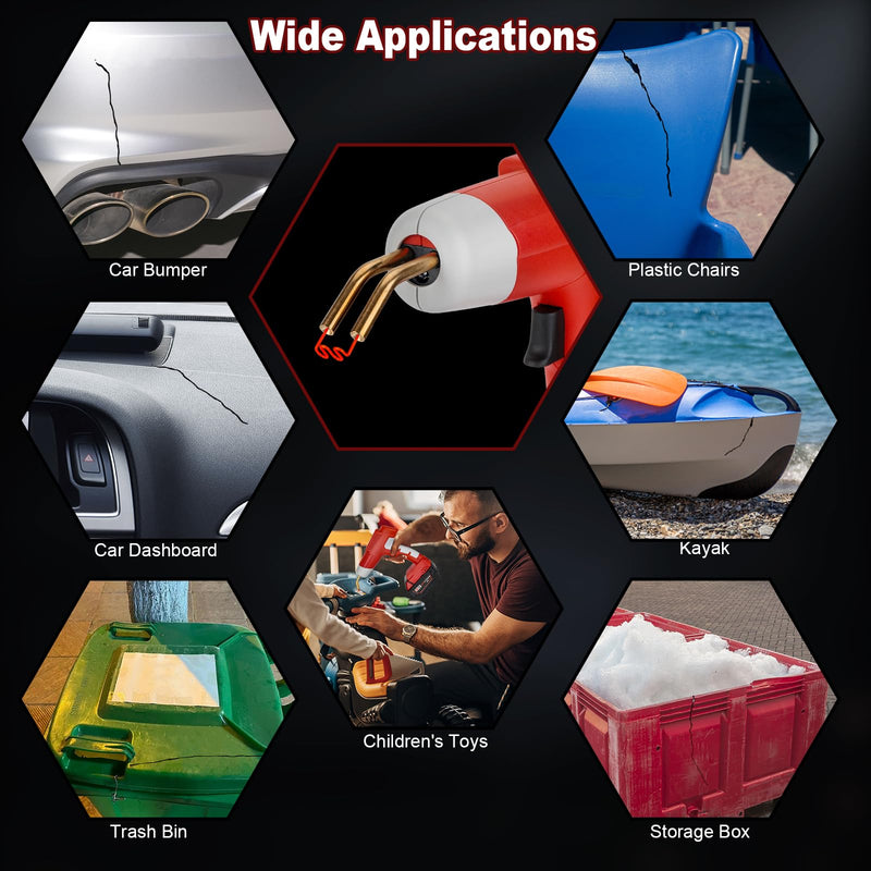 Cordless Plastic Welder Gun Compatible with Milwaukee M18 18V Battery with 600PCs Hot Staples Plastic Welding Kit for Car Bumper and other plastic Repairing(No Battery)