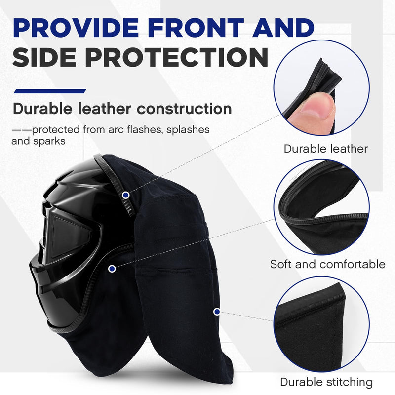 Jecery 2 Pcs Welding Helmet Cover and Helmet Bib Set, Welding Accessories with Press Fit Seal for Neck Protection, Fits Most(Classic,Black) Classic Black