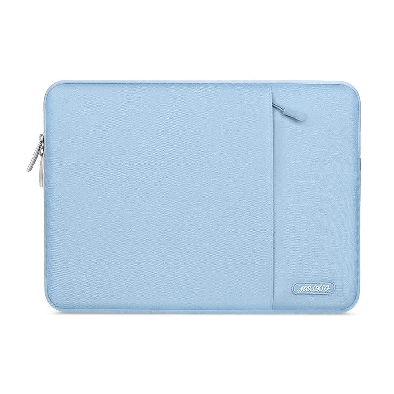 MOSISO Laptop Sleeve Bag Compatible with MacBook Air/Pro, 13-13.3 inch Notebook, Compatible with MacBook Pro 14 inch M3 M2 M1 Chip Pro Max 2024-2021, Polyester Vertical Case with Pocket, Air Blue 13.3 inch