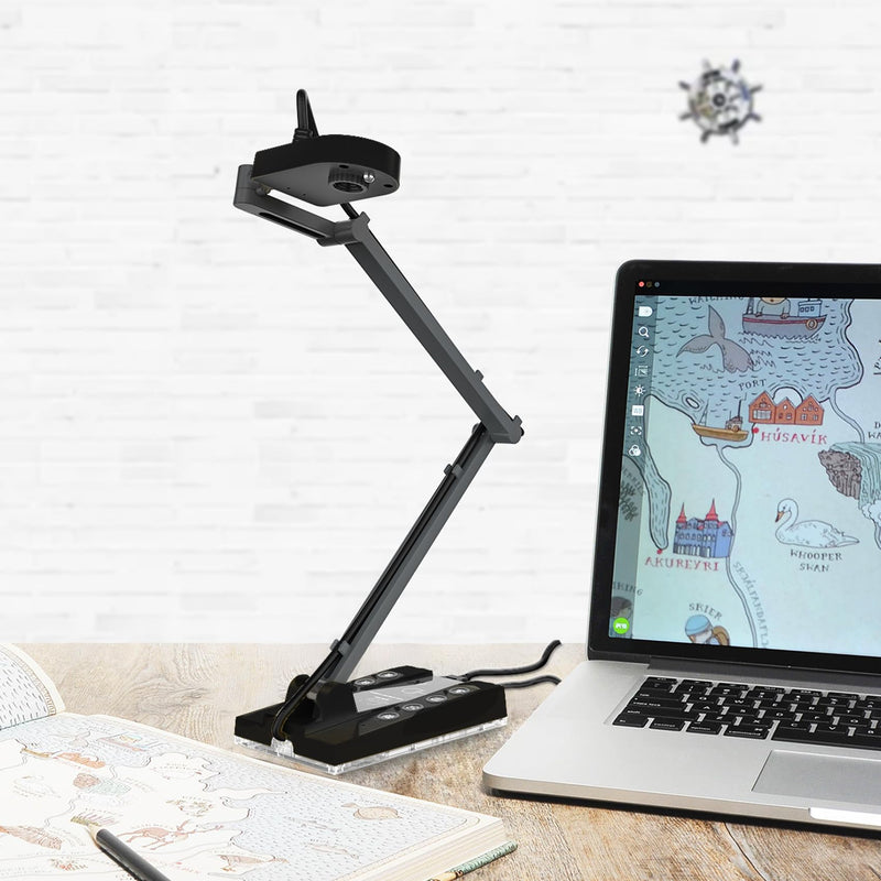 TreasLin Document Camera for Teachers HDMI USB-C 15MP HDIM Document Camera, Remote Learning Classroom Presentations Camera Art Classes Online Teaching with Multi Angle Rotation Adjustment LED Light USB/HDMI Document Camera(15 MP, Black)