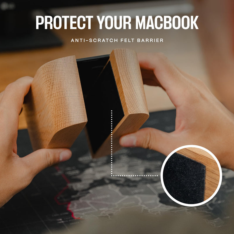 Adjustable Vertical Laptop Stand for Desk, Wooden Laptop Holder, MacBook Pro Stand, Wood Mac Air Dock (Solid Walnut) Single Slot Solid Walnut