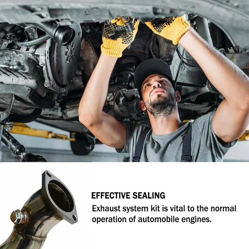 2-Bolt 2.5 Inch Exhaust Flange Repair Kit,Stainless Steel Exhaust System Kit with Exhaust Gasket & Exhaust Bolts,Exhaust Pipe Flange Gasket for Automotive Replacement Exhaust Flanges (2.5") 2.5"