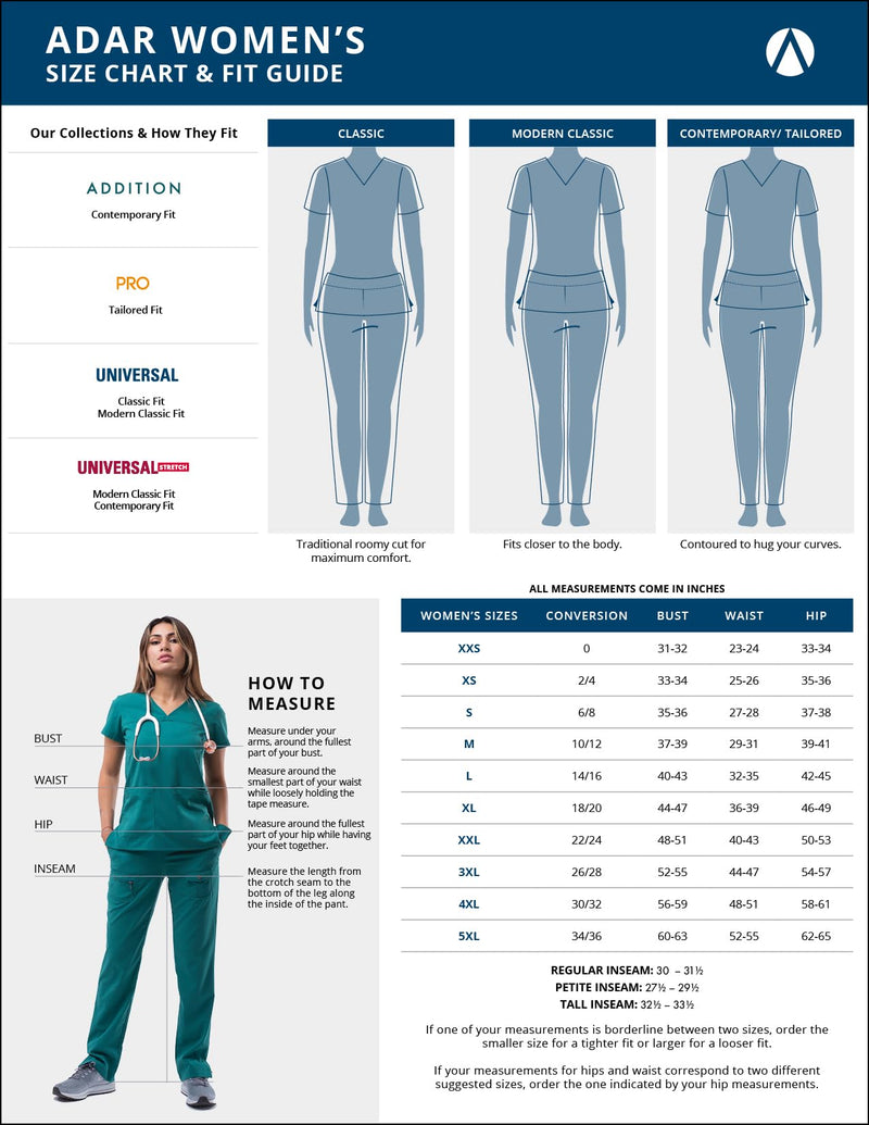 Adar Pro Breakthrough Plus Scrub Set for Women - Enhanced V-Neck Top & Multi Pocket Pants Medium Black