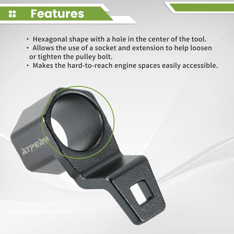 ATP 50mm Cranks Crankshaft Pulley Removal Wrench Holder Tool Remover and Installer Socket Wrench Removal Holding Spanner kit Compatible with Honda and Acura Engines