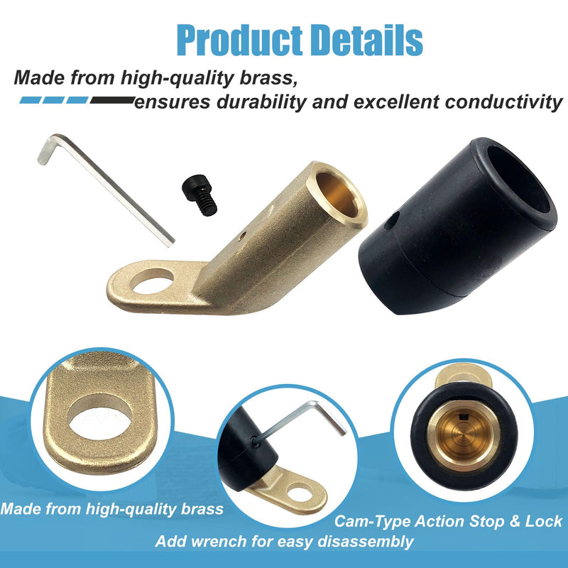 2PK CT-40FA Welding Terminal Connector, Welding Lug Connector Adapter, Terminal Lug for Lenco Style LC-40 LC-40HD Male Leads Connectors, 17/32" Stud Hole, Angle 45°, 08030 2 PK