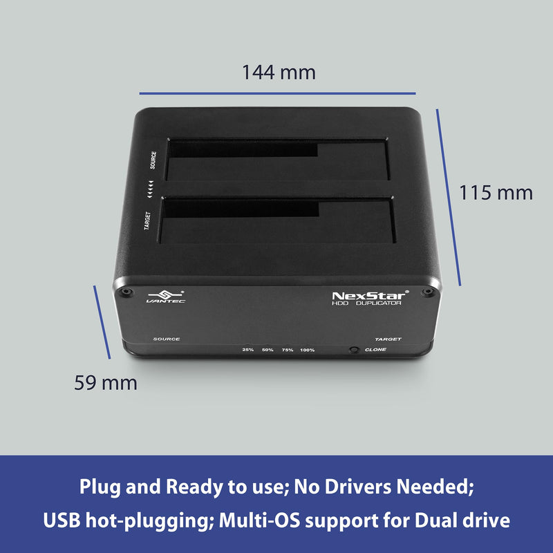 NexStar JX, USB 3.2 Gen1, Dual Bay Dock for SATA III Drive with Clone Function, USB 3.2 Gen1 (NST-D258S3-BK),Black