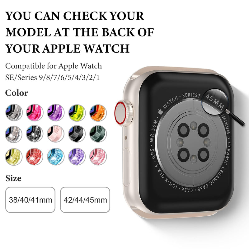 DABAOZA Compatible for Clear Apple Watch Band 41mm 40mm 38mm 42mm 44m 45mm 49mm with Case, Women Glitter Bling Sport Strap for iWatch Band Ultra 2/1 Series 9 8 7 6/SE 5 4 3 2 1 Glitter Clear Pink 41mm/40mm/38mm