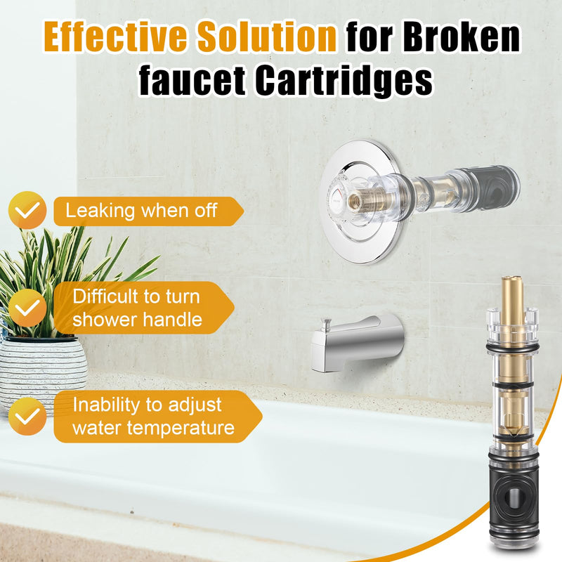 8 Pack Dual Seal Cartridge Replacement Compatible with Moen 1225 1225B Cartridge, One Handle Kitchen and Bathroom Faucet Cartridge Fits Single Handle Faucet Showers, Brass