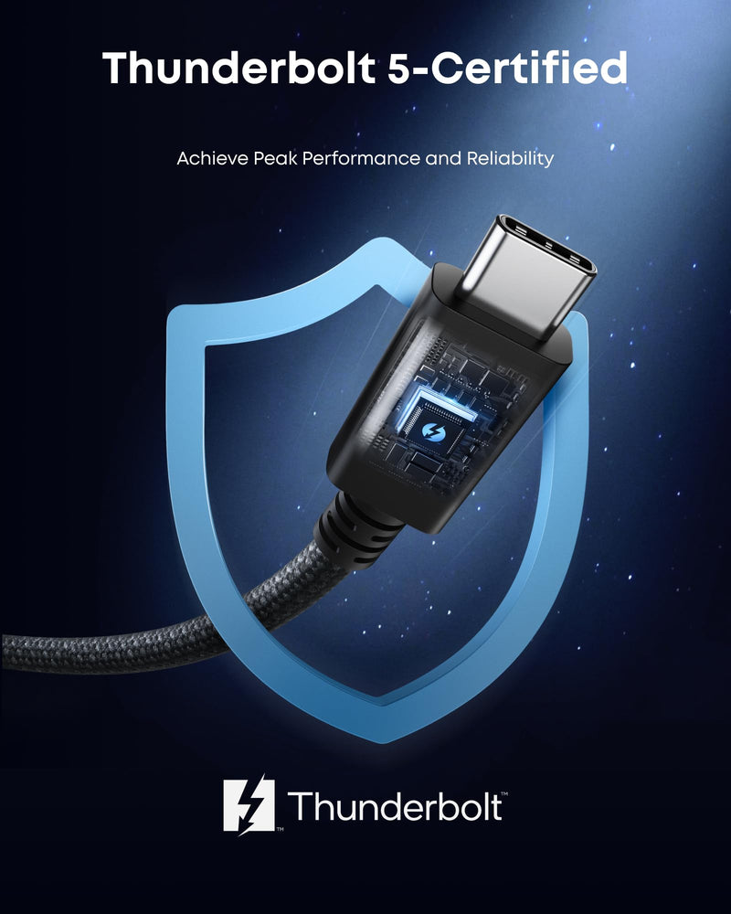 Anker Prime Thunderbolt 5 Cable, 3.3 FT USB C to USB C Cable, 240W Charging, 80Gbps Data Transfer, Up to 120Gbps Bandwidth, 8K/4K Displays, for iPhone 16, MacBook, and More (Thunderbolt 5-Certified) 3.3FT