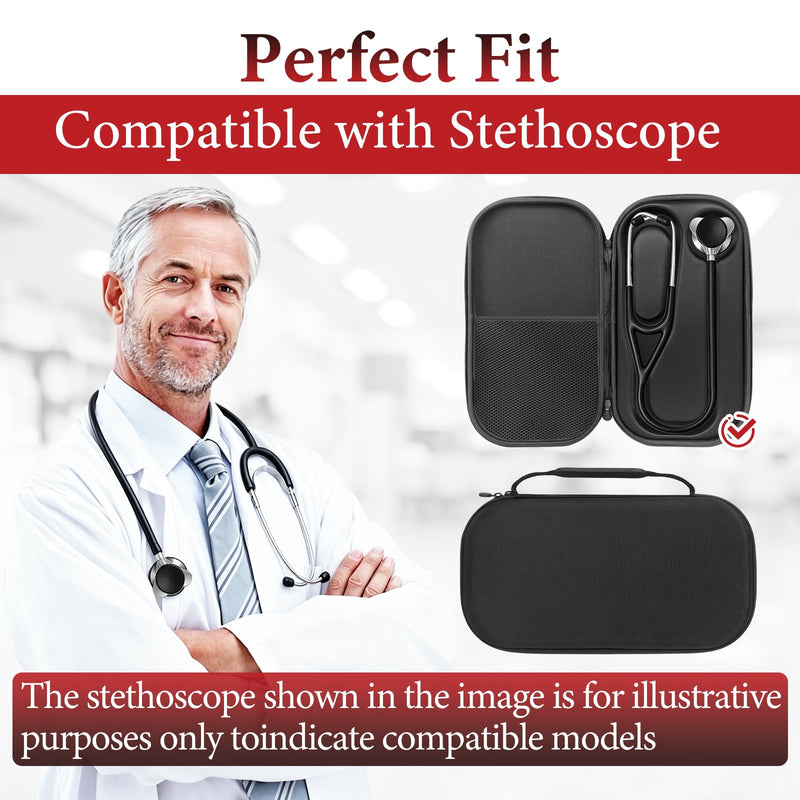 Hard Stethoscope Case Compatible with EKO Core 500 Digital Stethoscope, Portable Carrying Case for Doctors & Nurses, Compact Storage Box with Extra Pocket, Protective Shell Only 1PCS