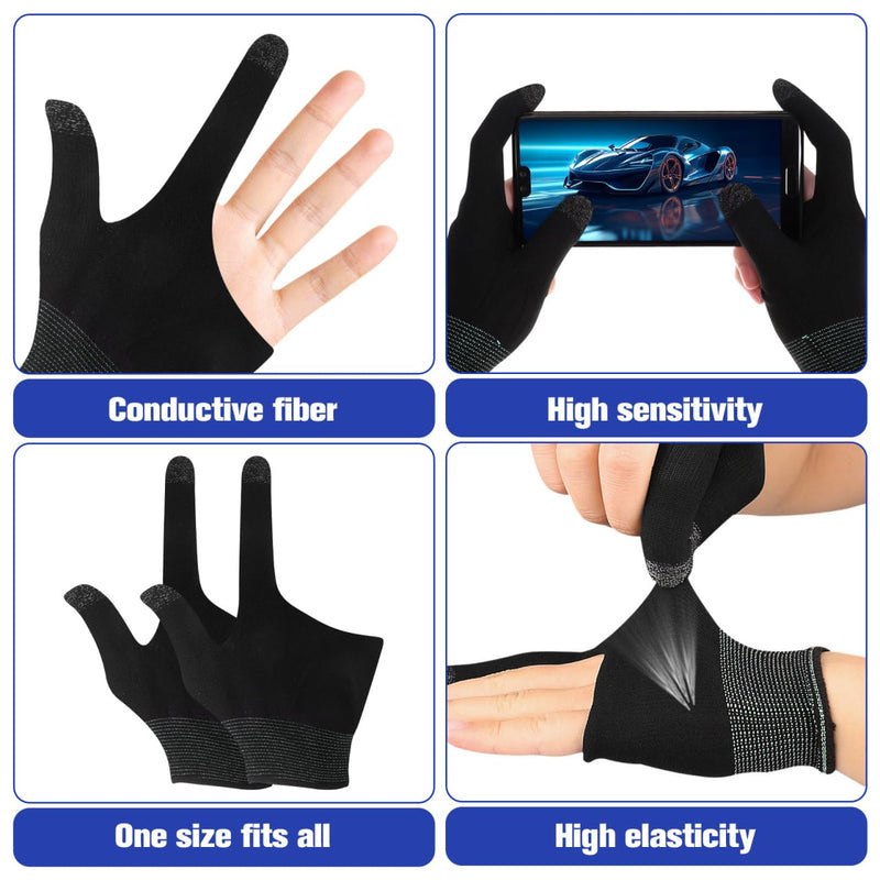 2 Pairs Finger Gloves for Gaming, Thumb Sleeves Mobile Gaming, | with Elastic Breathable Design Lightweight Comfortable Gloves for Esports and Billiards
