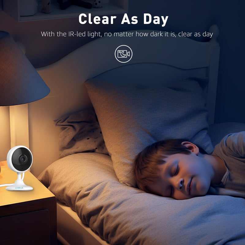 Indoor Security Cameras, 2k WiFi Home Camera with Night Vision, 2-Way Talk, Elder/Pet Cam, Baby Monitor with Smart Motion Detection, Cloud & SD Card Storage, Works w/Alexa, 2pcs 2 Pack