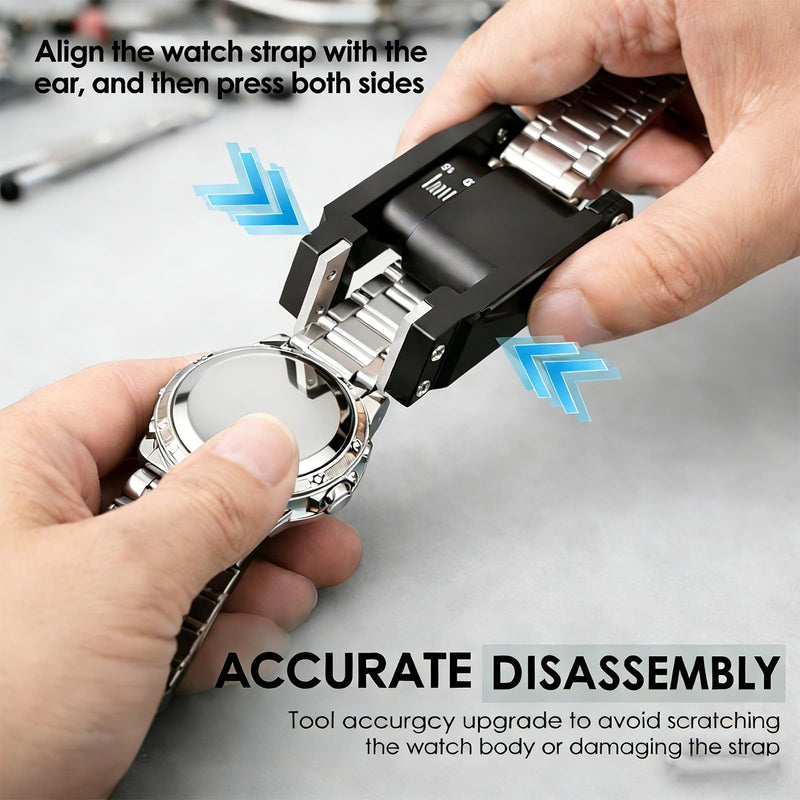 Watch Bracelet Removal Tool, 2 Colors (Silver/Black) Optional, Fits 12MM-25MM Straps, Portable & Compact Watch Tool Kit, Prevents Scratches On Luxury Watches, DIY Watch Band Replacement For Home & Business Use(Black)