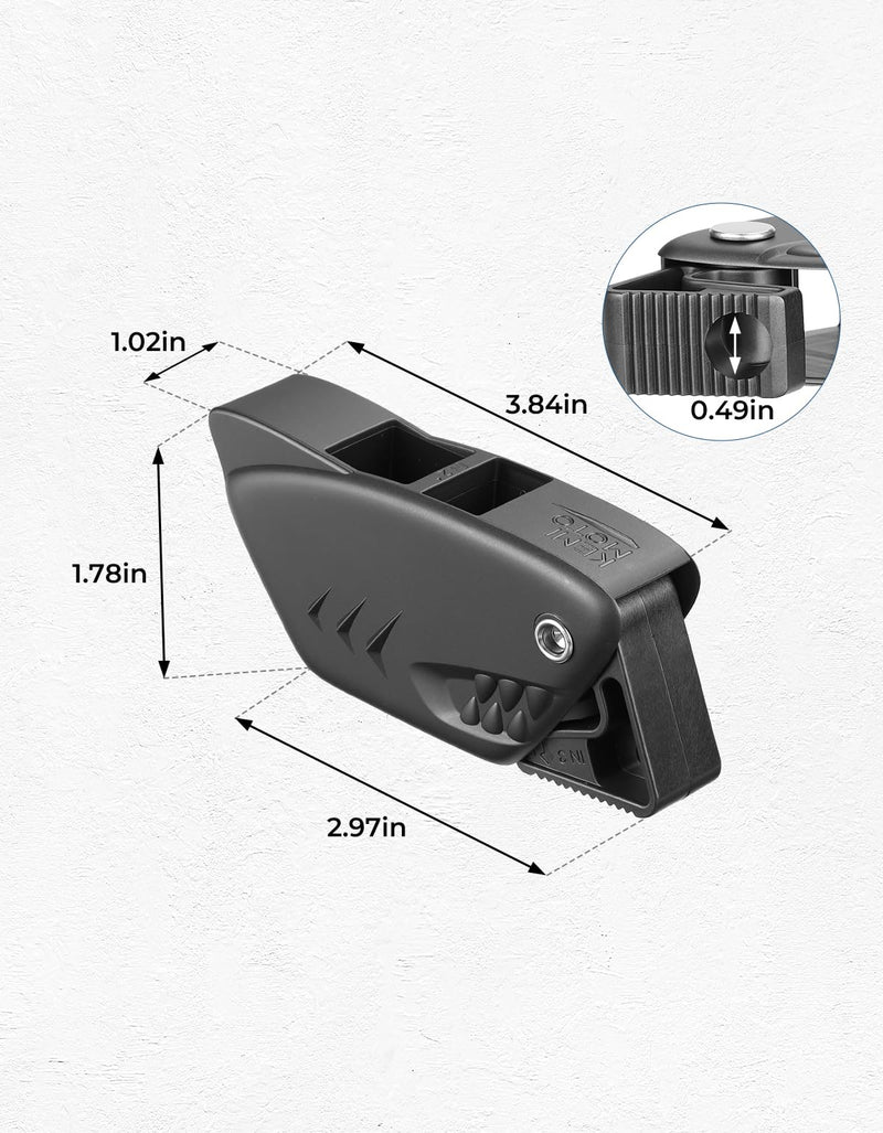 KEMIMOTO Boat Fender Clips, 2/4 Pack Shark-Shaped Fender Clips for Boat Bumpers Quick Release Adjustable Boat Rail Cleats, Boat Bumper Holder Hanger Adjuster for Pontoon Boat Bass Boat Jon Boat