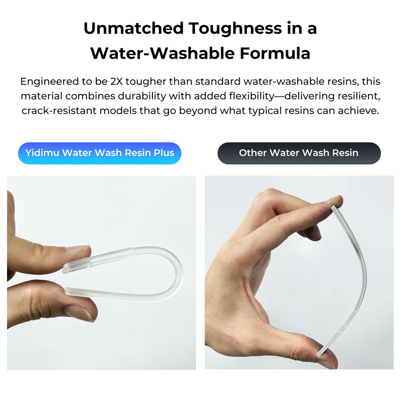 3D Printer Water-Washable Rapid Resin, 405nm LCD UV-Curing Photopolymer for High Precision, Low Odor, Non-Brittle, Clear, 1000g