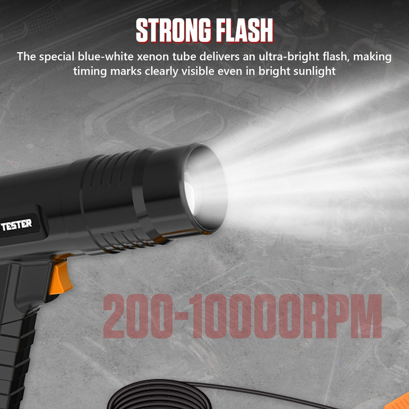 Timing Light Automotive,12V Inductive Ignition Timing Light Gun for 2&4 Stroke Petrol Engine Car,Motorcycle,everse Polarity Protection, Overload Protection.