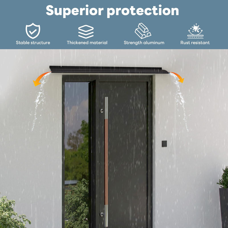 Heavy-Duty Aluminum Door Rain Drip Guard, 4″ Extra-Wide and Thickened Window Door Rain Deflector, Size 52″ Length, 4″ Wide, 0.8″Height (Black) 1 52in-Black