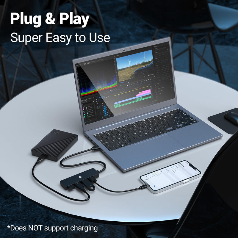 USB 3.0 Hub, HOPDAY 4 Port USB Hub Ultra Slim USB Data Hub, USB Splitter USB 3.0 Adapter for MacBook, iMac Pro, Surface, Dell, Hp Laptop USB Hub HB023