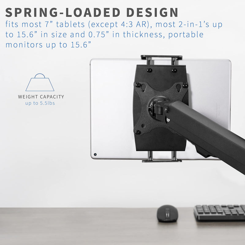 VIVO Universal VESA Mount Adapter for Tablets, 2-in-1 Laptops, & 15.6 inch Portable Monitors, Max VESA 100x100, Adjustable Laptop Holder, Black, MOUNT-UVM02