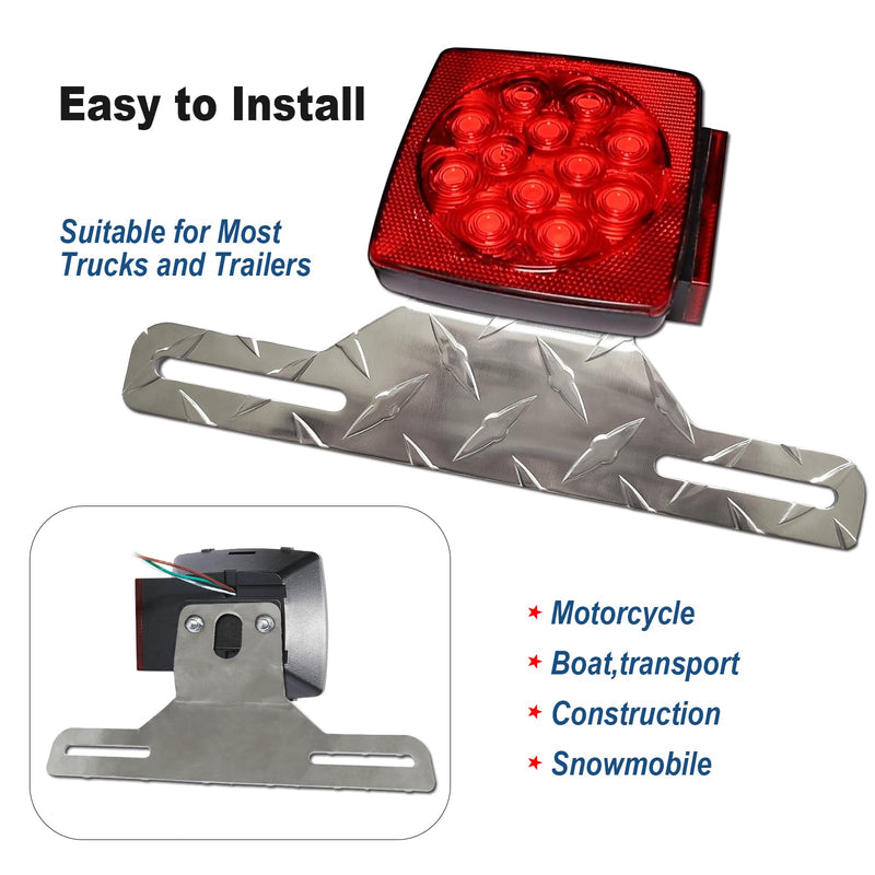 Trailer License Plate Bracket Frame- Aluminum Heavy-Duty Bracket Holder for Trucks, Trailers, RVs, Boats, 1 Pack Universal License Plates with Mounting Screws, Caps