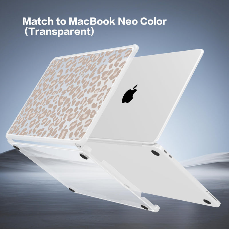 Teryeefi Anti-Crack Case Cover for MacBook Neo 13 inch 2026 Release A3404 | flexible TPU/shockproof/ ultra thin /lightweight/ anti fingerprint / with keyboard cover screen protector/ Leopard Print