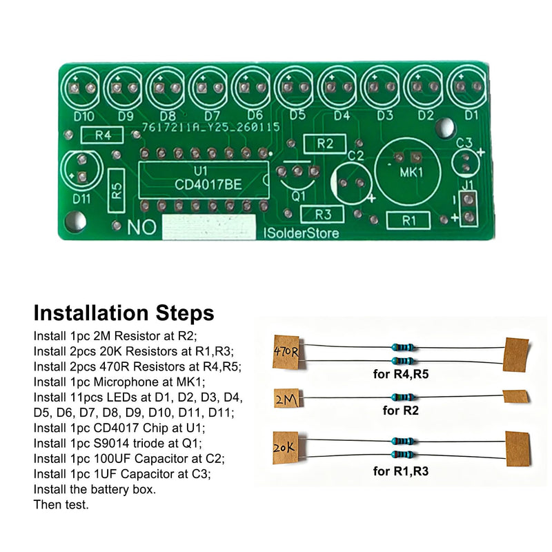 10PACK ISolderStore Soldering Practice Board Soldering Project Kit CD4017 Colorful 10 LED Chasing Light LED Running Light Soldering Practice DIY Kit Electronic Kits for Beginner