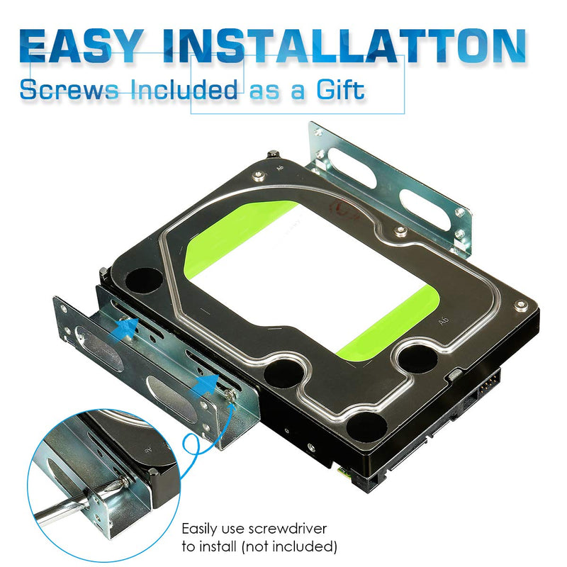 HDD Hard Drive Metal Mounting Bracket Adapter, Convert Any 3.5 in HDD Into One 5.25 in Drive Bay（1x3.5 to 5.25 in） 1x3.5 HDD/SSD to 5.25 Metal
