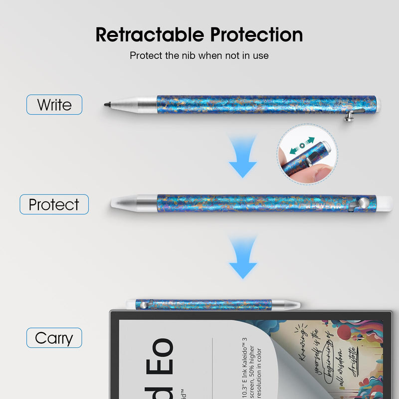 Titanium Magnetic EMR Stylus for E-Ink Devices, Retractable Magnetic Digital Pen with Precision Fine Tip, Lightweight Writing Pen Compatible with Remarkable 2, Kindle Scribe, BOOX, Supernote,Blue Blue