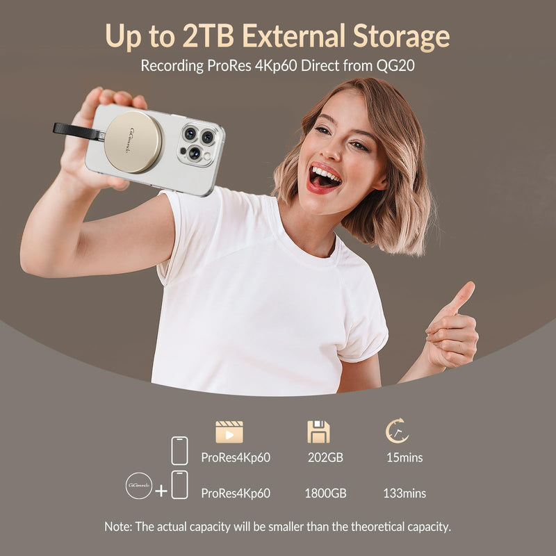 GiGimundo GQ20 Ultra-Slim Magnetic Portable SSD 512GB - Max 20Gbps High-Speed, Compact Stylish USB-C External Drive for Windows, Mac, Android – Round Design, Fast File Transfer Rose Gold