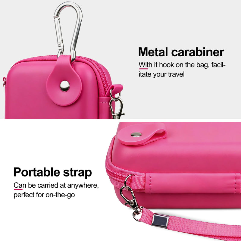 Lacdo Camera Case Compatible with OM SYSTEM Tough TG-7 /OLYMPUS Tough TG-6 /TG-5/TG-4 Digital Camera, Hard EVA Protective Camera Storage Trave Bag, Mesh Pocket Fit Batteries, USB Cable, SD Card, Rose