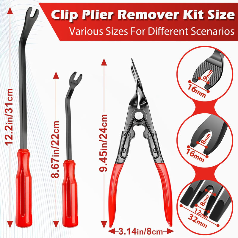 7 Pcs Car Trim Removal Tool Kit with Non-Scratch Plastic Pry Tool and Fastener Clip Pliers for auto Safe Interior Car Panel Detachment, Dashboard, Door Clips & Upholstery – Red Red-7 Pcs Trim Removal Tool Kit