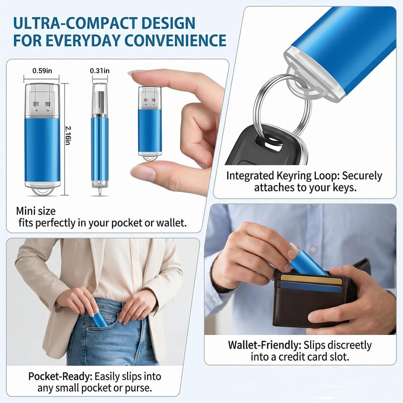 10 Pack 4GB Blue Plastic USB 2.0 Thumb Drives,with LED Indicator | Lightweight plastic shell with LED indicator for easy file transfer flash drive, memory stick, usb stick and pendrive. 10 Pack Plastic USB Blue