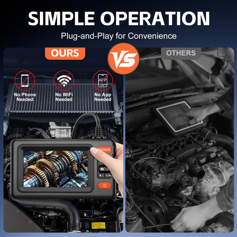 Dual Lens Endoscope Camera with Light, 1920P HD Borescope Camera with 4.3" LCD, 8 Adjustable LEDs, 16.4FT Semi-Rigid Cable & 32GB Card-IP67 Waterproof Inspection Borescope for Sewer/Drain/Pipe(Black) Black