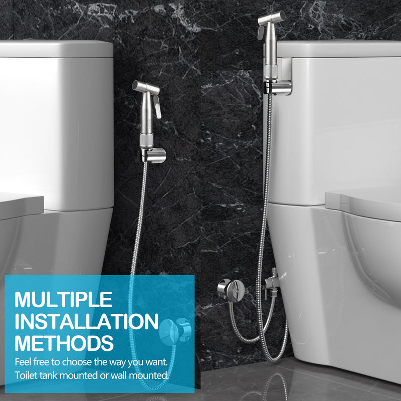 Blissland Bidet Sprayer for Toilet with Adjustable Water Pressure, Handheld Bidet Sprayer Kit- Stainless Steel（Don't‌ Use Teflon Tape for Installation）