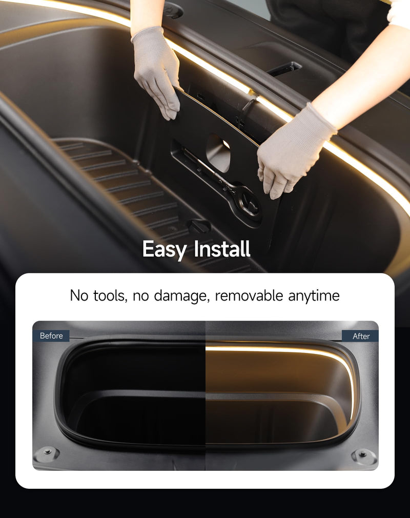 TPARTS Frunk LED Light Strip for New Tesla Model Y Juniper 2025+, Flexible Silicone Waterproof Interior Lighting Bar,Tool-free Installation Tesla Front Trunk Accessories Intelligent Ambient Lights 2.Frunk LED (MY Juniper 25+) Warm White Light