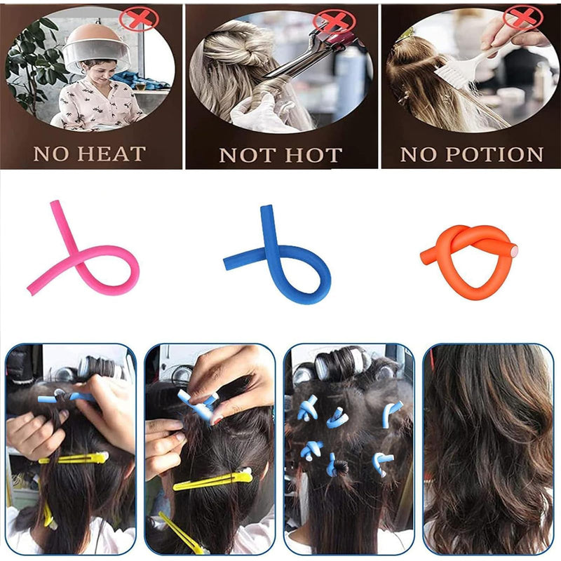 30 Pcs Flexible Hair Rollers - Heatless Curling Rods for Long and Short Hair, Foam Curlers for Sleeping, Styling Tools DIY