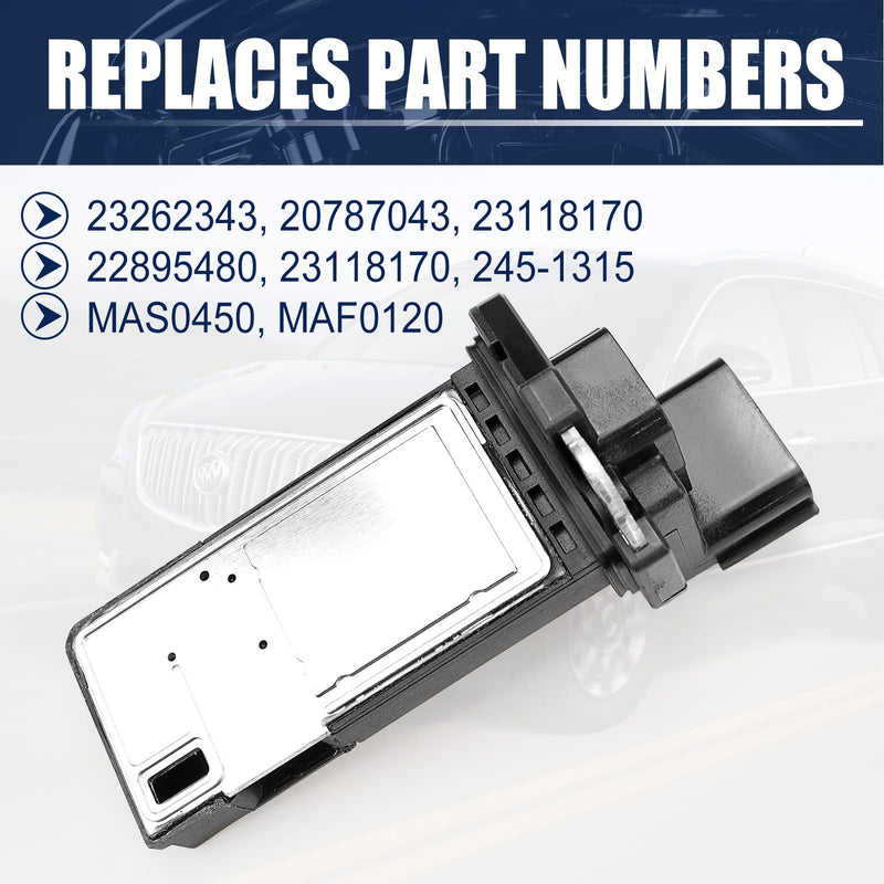Mass Air Flow Sensor MAF Sensor Compatible with Cadillac ATS Escalade XTS Chevy Silverado Suburban 1500 2500HD 3500HD Equinox Traverse GMC Sierra Acadia Yukon Buick Enclave Escalade 23262343