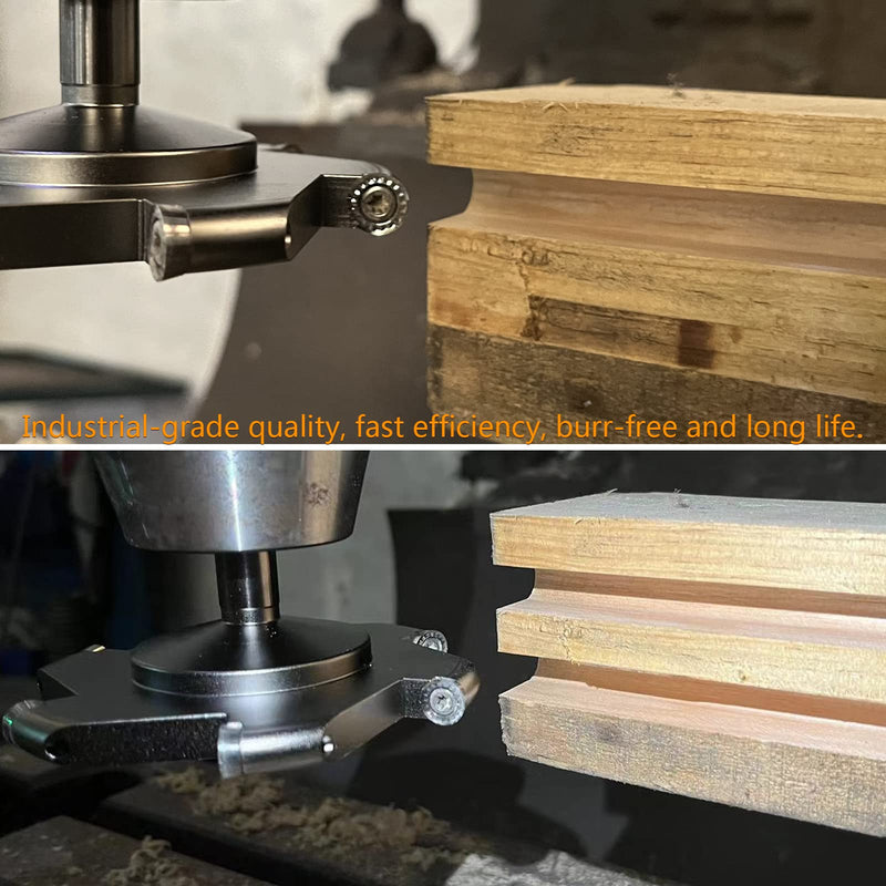 CNC Spoilboard Surfacing Router Bit, 6-Flute 1/2" Shank 4" Cutting Diameter, Carbide Insert Slab Flattening Router Bit Woodworking Tools Comes with 10PCS Blade 1/2" Shank-4" Dia.(R5 Round blade)
