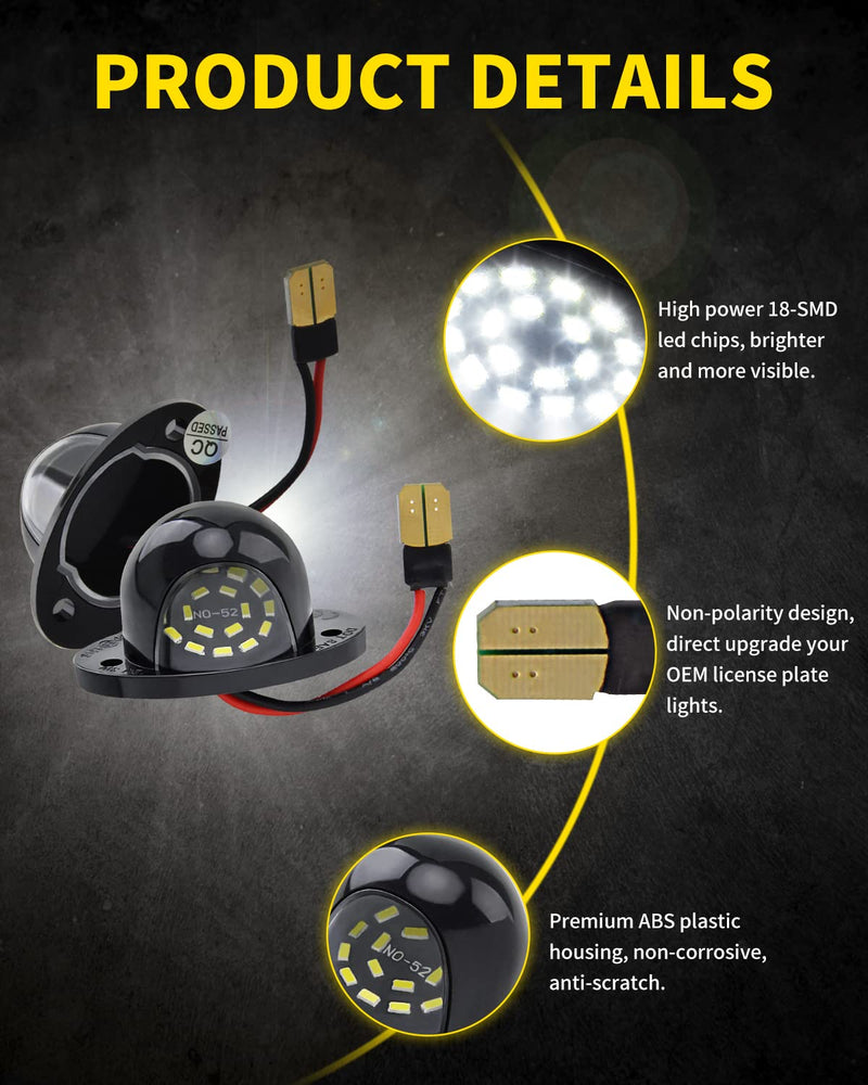 LED License Plate Lights Bright White Tag Lamp Assembly Replacement Compatible with 1994 1995 1996 1997 1998 1999 2000 2001 Dodge RAM 1500 2500 3500 Pickup Truck, Pack of 2