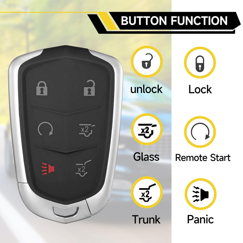 2 Pcs Smart Key Fob Replacement Fits for Cadillac Escalade 2016-2020 Cadillac ESV 2015 2016 2017 2018 2019 2020 Car Keyless Entry Control Remote HYQ2AB 315Mhz
