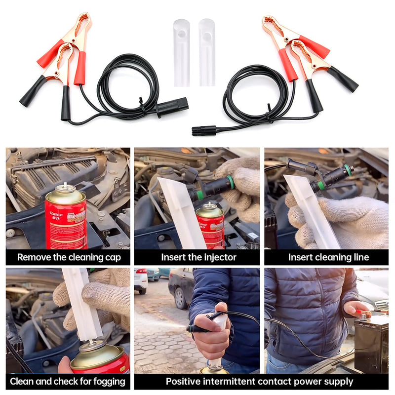 BESULEN Flush Cleaner Adapter, Car Fuel Injector Nozzle Flush Cleaner, Automotive Diesel Gas Injectors Nozzle, Unlimited Pulse Cleaning Tool, Universal Car Accessories for Most Models