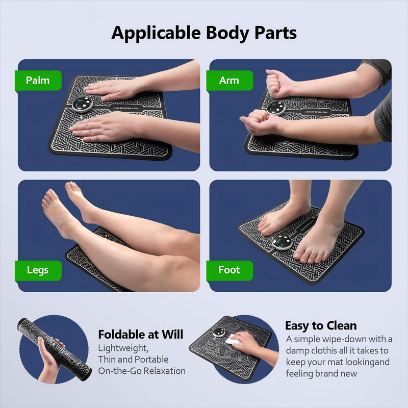 Phixnozar TENS & PMS, Transcutaneous Electronic Nerve Stimulator, EMS Foot Massager Mat for Muscle Relaxation,Back & Leg Foot Massage XL