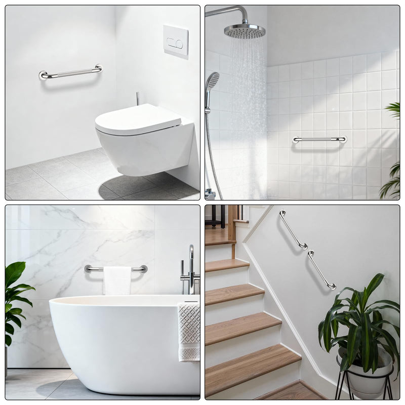 Shower Grab Bar 20 Inch, iHansee Chrome Bathroom Grab Bar w/Anti-Slip Knurled Grip - 1.25" Diameter, Stainless Steel Bath Safety Bars for Senior Elderly, Wall Mounted Toilet Bathtub Balance Handrail