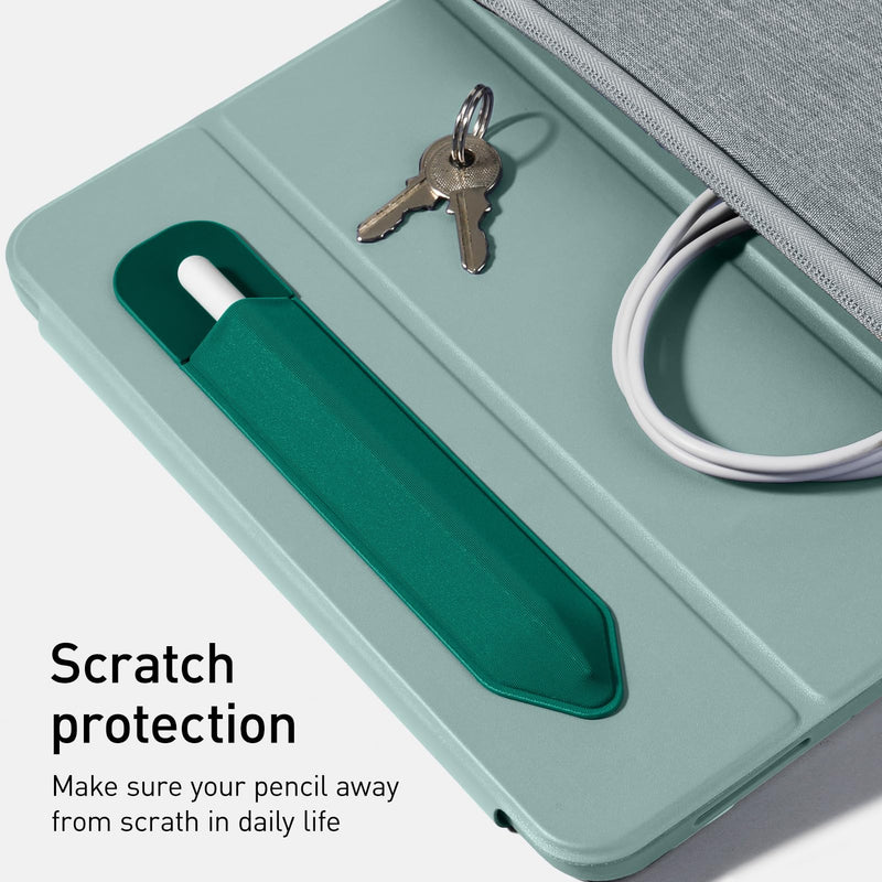 DTTO Pencil Holder for Apple Pencil 2nd & 1st Generation Case, New Apple Pencil Pro & USB-C Sleeve, Ultra-thin Elastic Stylus Protective Pouch with Adhesive Attached to iPad, Midnight Green