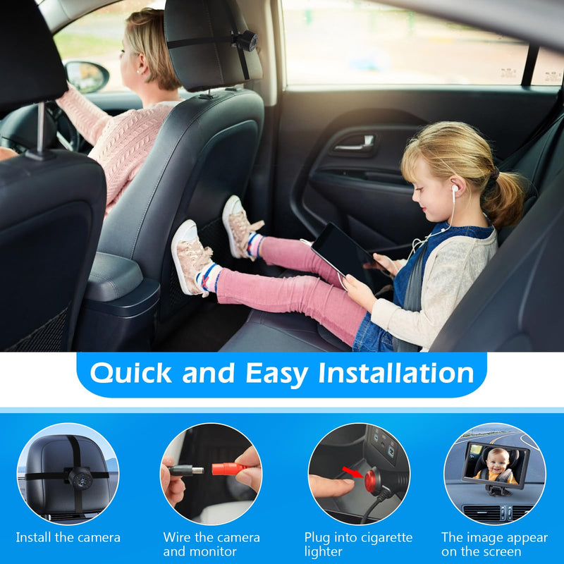 Baby Car Camera,4.3" HD Infrared Night Vision Baby Car Mirror with 178° Wide View, Safety Rear Facing Car Set Camera for Infants Kids Toddlers 4.3"-Black